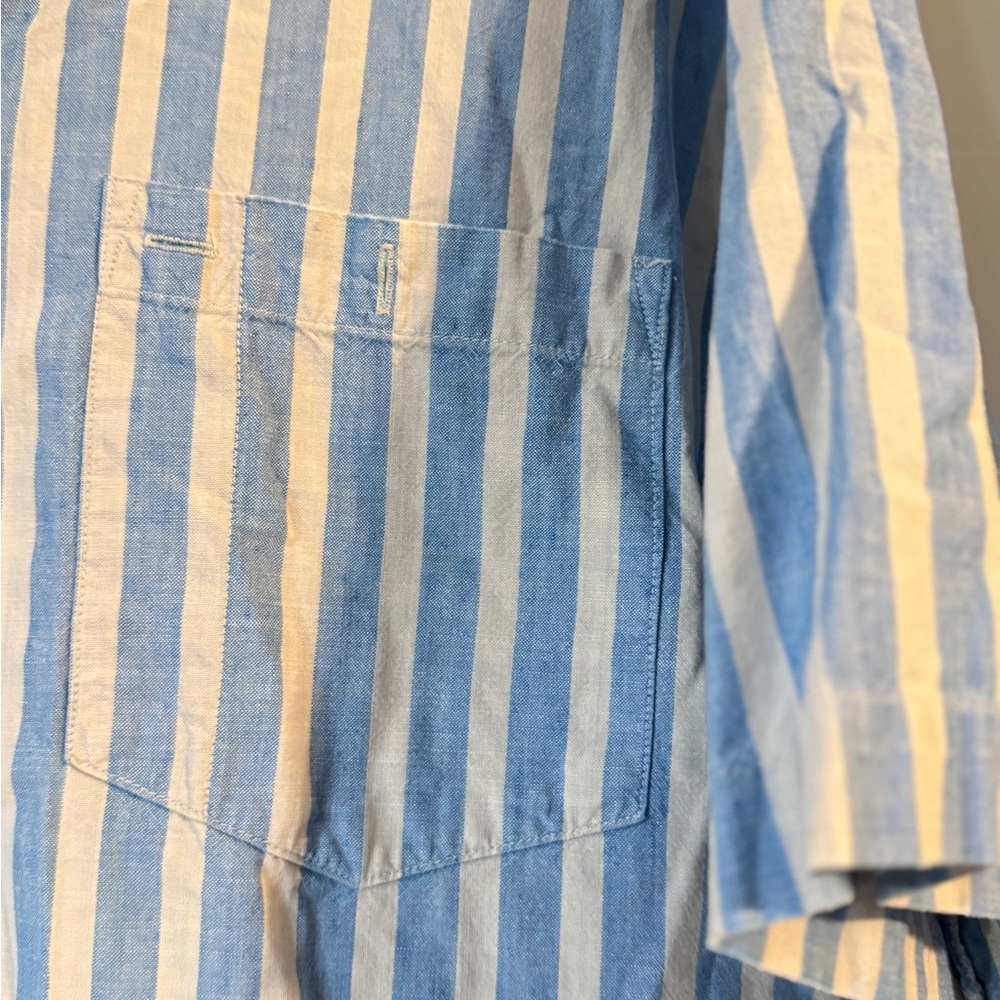 Vintage Cucamonga Striped Cotton Shirt | Blue & White | Size L - Picture 5 of 8